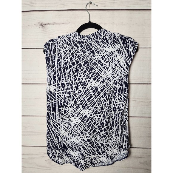 Halogen Womens Abstract Cowl‎ Neck Tunic Tank Top Blue White Size Large - Picture 2 of 6